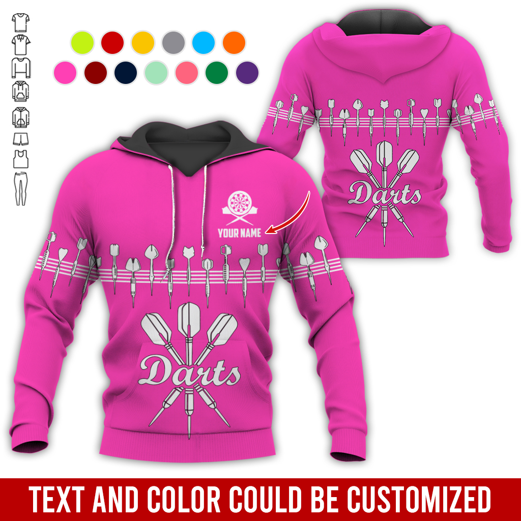 Customized Darts Premium Hoodie, Personalized Name Hoodie, Darts & Music Pattern Hoodie, Perfect Gift For Darts Lovers, Friend, Family