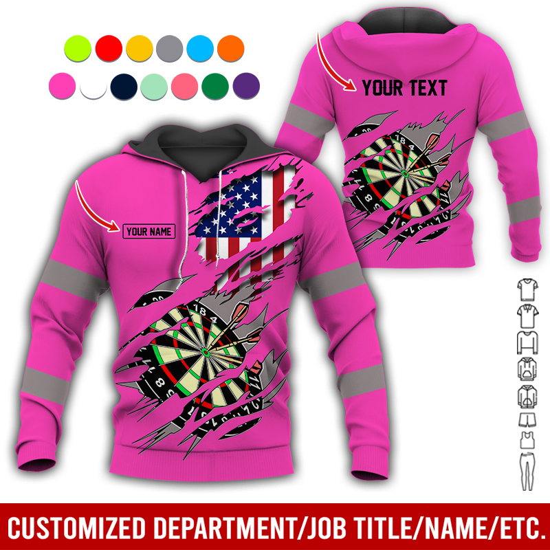 Personalized Darts American Flag Premium Hoodie, Customized Name & Text Darts Hoodie, Perfect Gift For Darts Lovers, Friend, Family