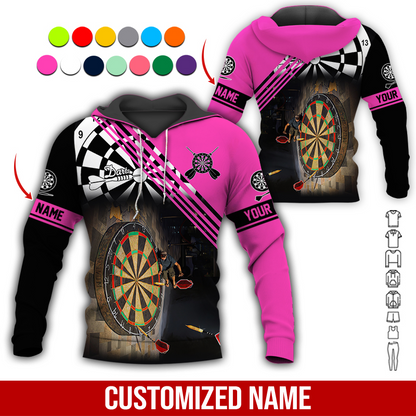 Customized Name Darts Premium Hoodie, Giant Dartboards Black Hoodie, Perfect Gift For Darts Lovers, Friend, Family