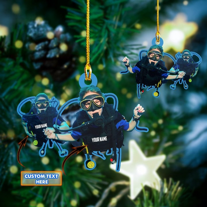 Custom Scuba Diving Acrylic Christmas Ornament, Personalized Name Scuba Diving Acrylic Ornament For Scuba Lover,Christmas,New Year