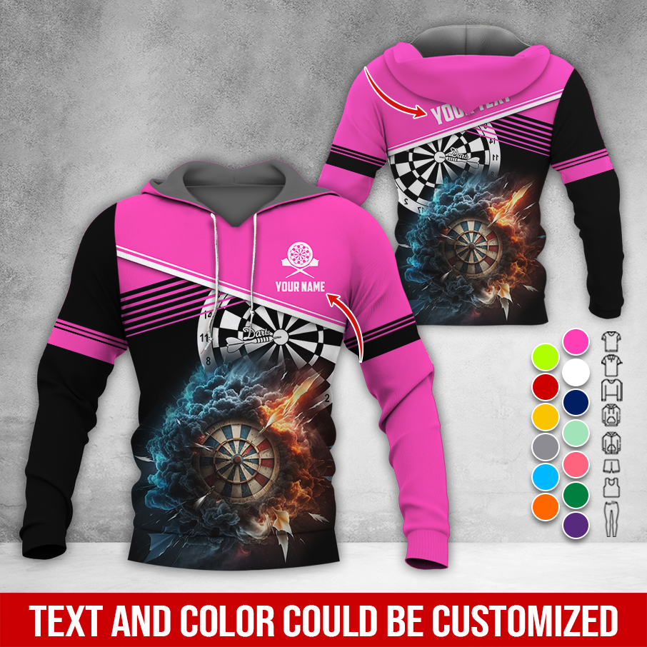 Personalized Name & Text Darts Premium Hoodie, Darts & Storm Pattern Hoodie, Perfect Gift For Darts Lovers, Friend, Family