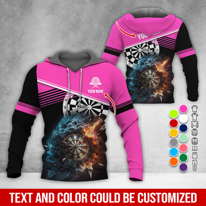Personalized Name & Text Darts Premium Hoodie, Darts & Storm Pattern Hoodie, Perfect Gift For Darts Lovers, Friend, Family