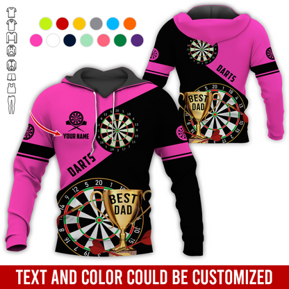 Personalized Darts Best Dad Premium Hoodie, Customized Name Darts Hoodie, Perfect Gift For Darts Lovers, Darts Player