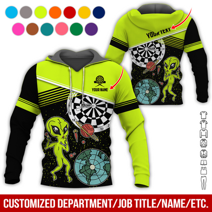 Customized Name & Text Darts Premium Hoodie, Aliens & Space Hoodie, Perfect Gift For Darts Lovers, Friend, Family