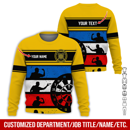 Customized Name Darts Sweatshirt, How To Play Darts Pattern Darts Shirts For Men & Women - Gift For Darts Lovers, Friend, Family