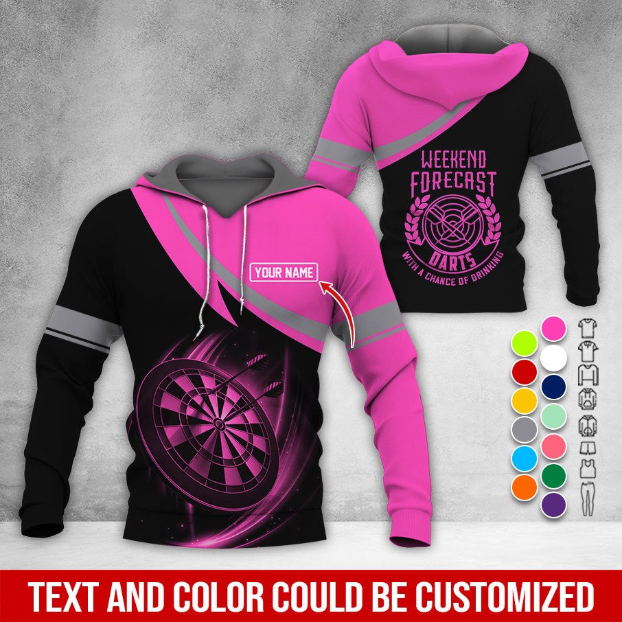 Customized Name Darts Premium Hoodie, Weekend Forrecast Darts Black Hoodie, Perfect Gift For Darts Lovers, Friend, Family