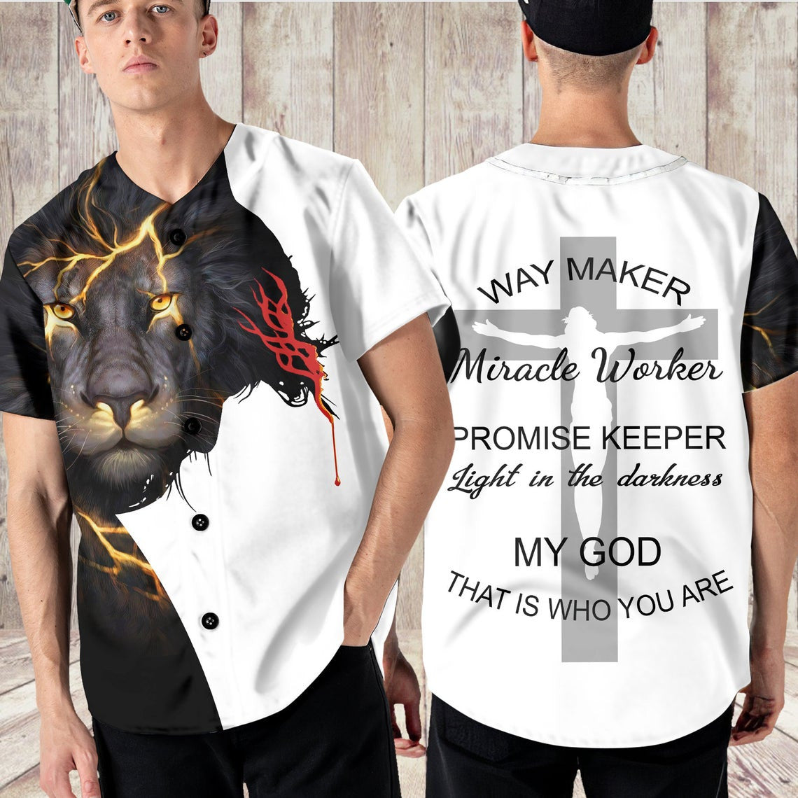 Jesus Baseball Jersey Shirt - Lion Way Maker Miracle Worker Baseball Jersey Shirt For Men & Women, Perfect Gift For Christian
