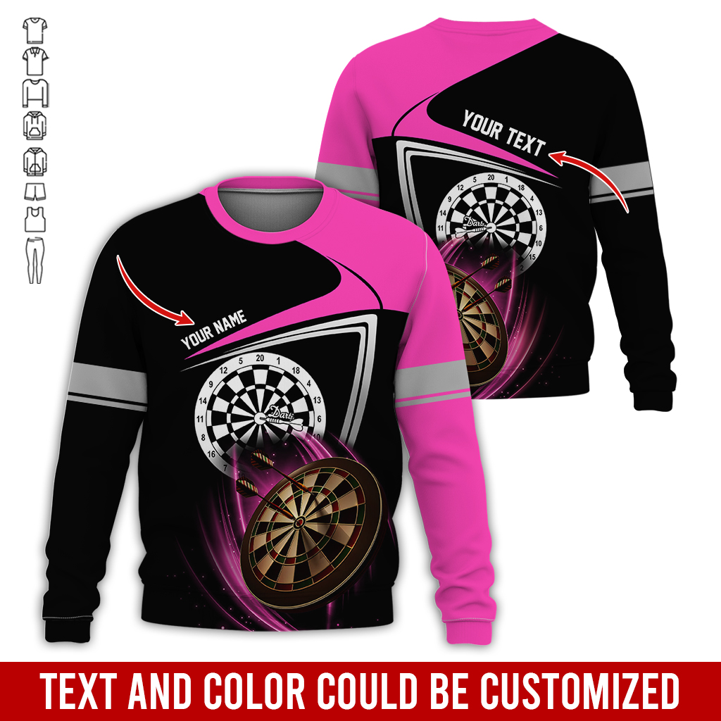 Customized Darts Sweatshirt, Personalized Name & Text Sweatshirt, Darts Pattern Sweatshirt, Perfect Gift For Darts Lovers, Darts Player