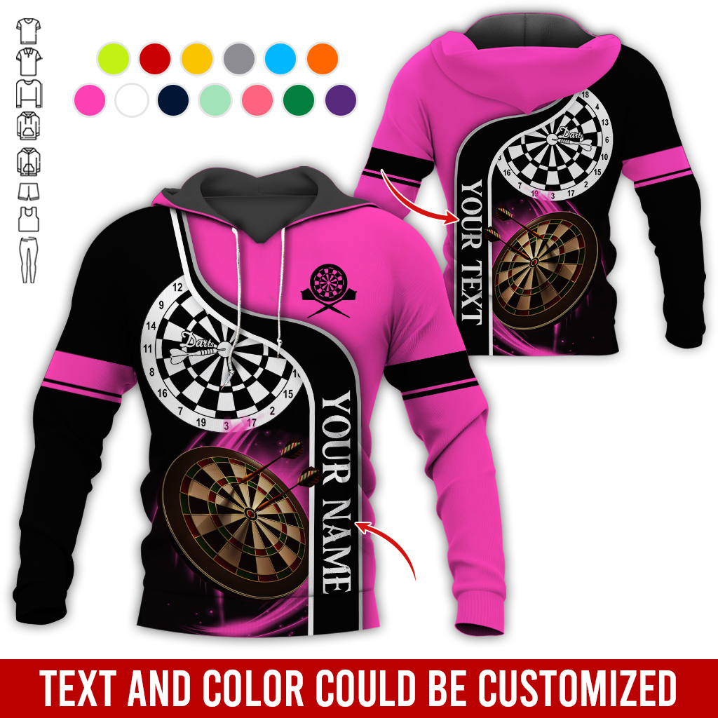 Customized Darts Premium Hoodie, Personalized Name & Text Darts Black Hoodie, Perfect Gift For Darts Lovers, Friend, Family