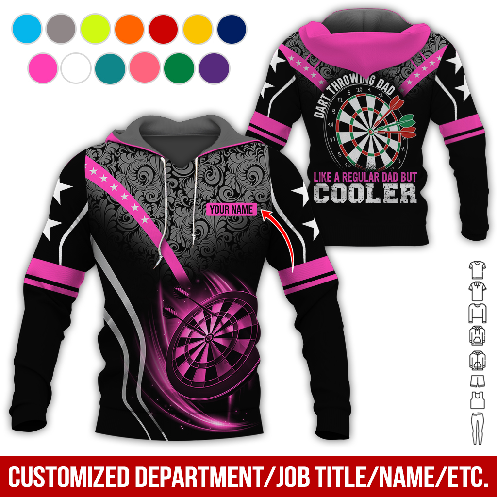 Customized Name Darts Tropical Pattern Hoodie, Like A Regular Dad But Cooler Hoodie, Perfect Gift For Darts Lovers, Darts Player