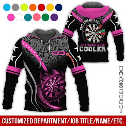 Customized Name Darts Tropical Pattern Hoodie, Like A Regular Dad But Cooler Hoodie, Perfect Gift For Darts Lovers, Darts Player