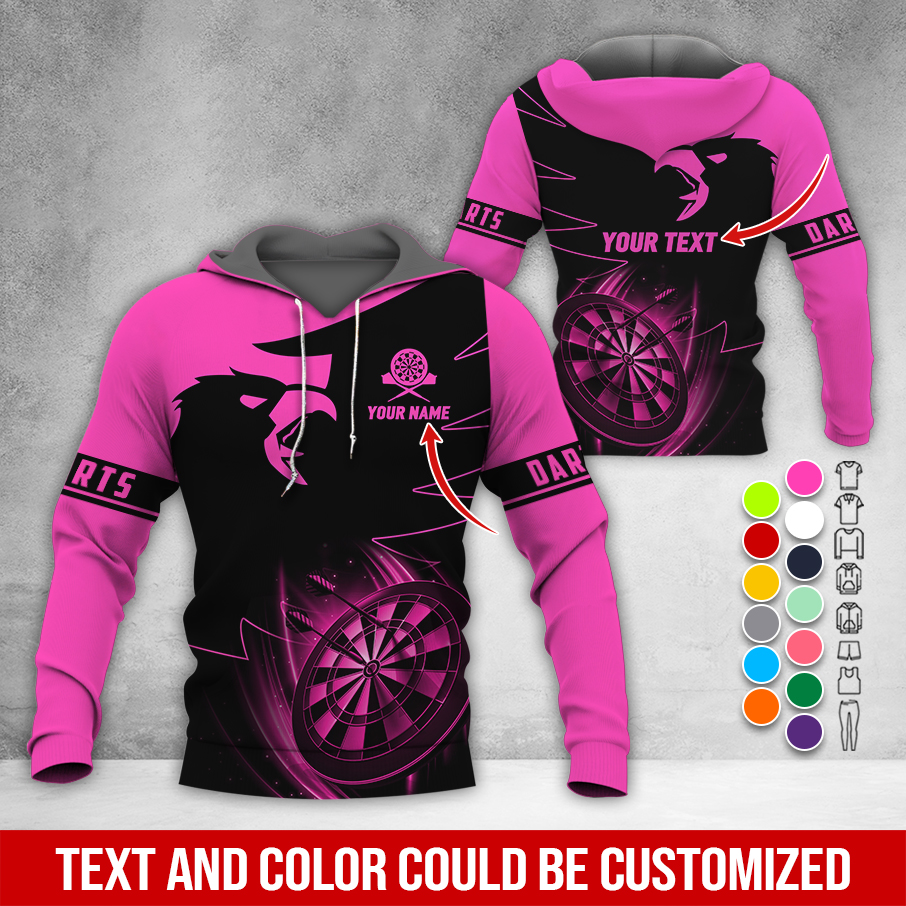 Personalized Darts Black Raven Premium Hoodie, Customized Name & Text Darts Hoodie, Perfect Gift For Darts Lovers, Darts Player