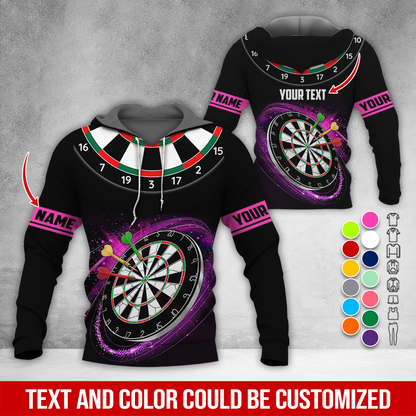 Customized Name & Text Darts Premium Hoodie, Black Pattern Darts Hoodie, Perfect Gift For Darts Lovers, Darts Player
