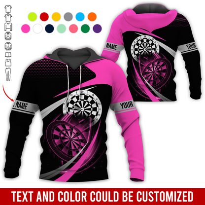 Personalized Darts Premium Hoodie, Customized Name & Text Darts Spot Pattern Black Hoodie, Perfect Gift For Darts Lovers, Friend, Family