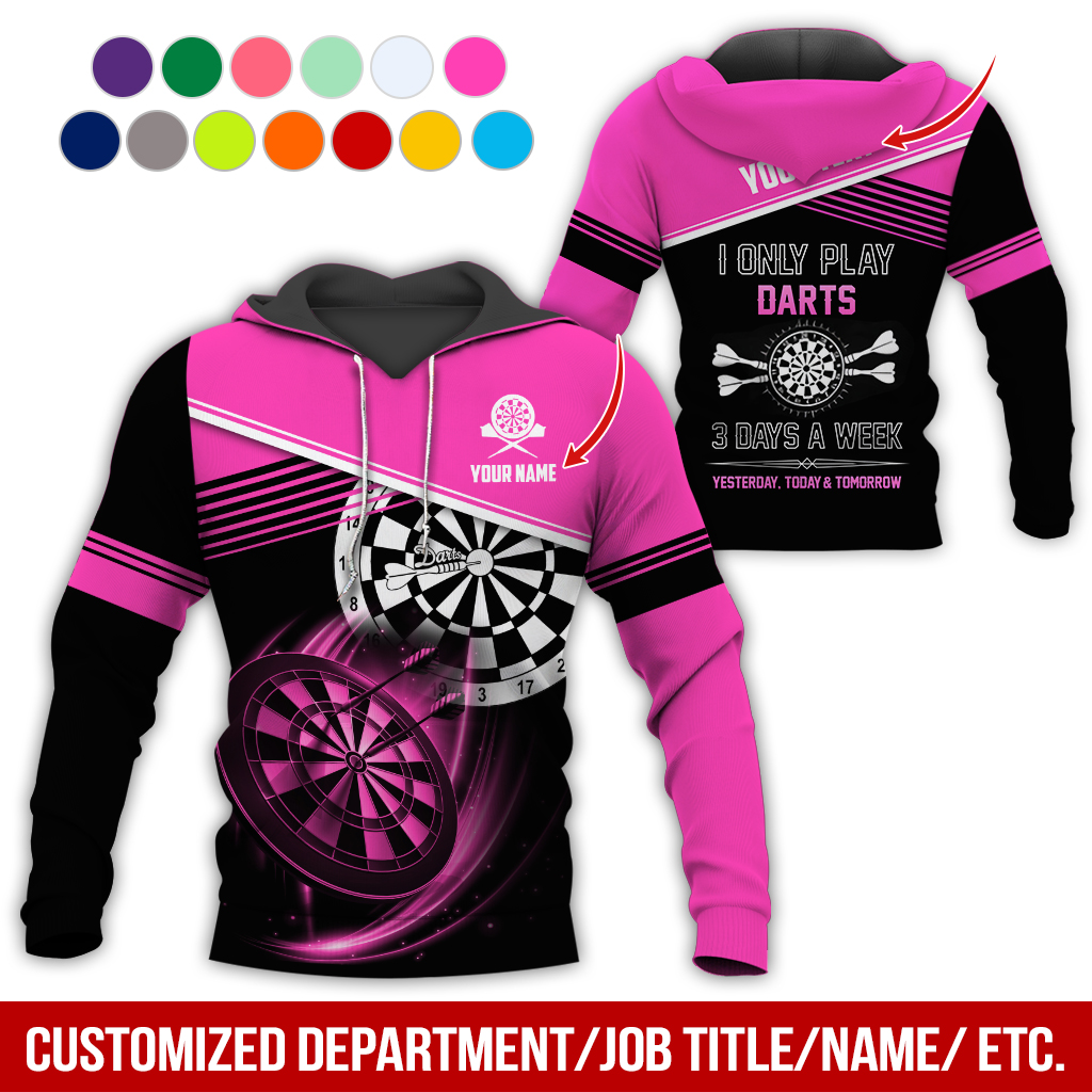 Customized Name & Text Darts Skull Premium Hoodie, I Only Play Darts 3 Days a Week Hoodie, Perfect Gift For Darts Lovers, Darts Player