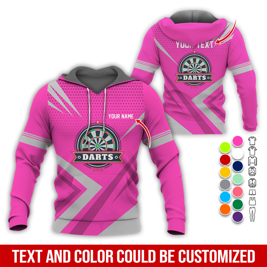 Personalized Name & Text Darts Premium Hoodie, 3 Star Darts Pattern Hoodie, Perfect Gift For Darts Lovers, Friend, Family
