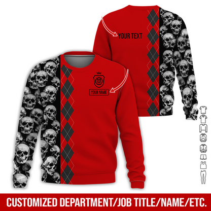 Customized Name Darts Sweatshirt, Skulls & Rhombus Pattern Shirts For Men & Women, Custom Your Shirts - Gift For Darts Lovers, Friend, Family