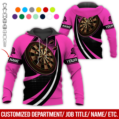 Customized Name Darts Premium Hoodie, Black Spot Pattern Darts Hoodie, Perfect Gift For Darts Lovers, Friend, Family