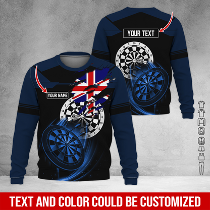 Customized Darts Sweatshirt, England Flag Pattern Sweatshirt For Men & Women, Perfect Gift For Darts Lovers, Friend, Family