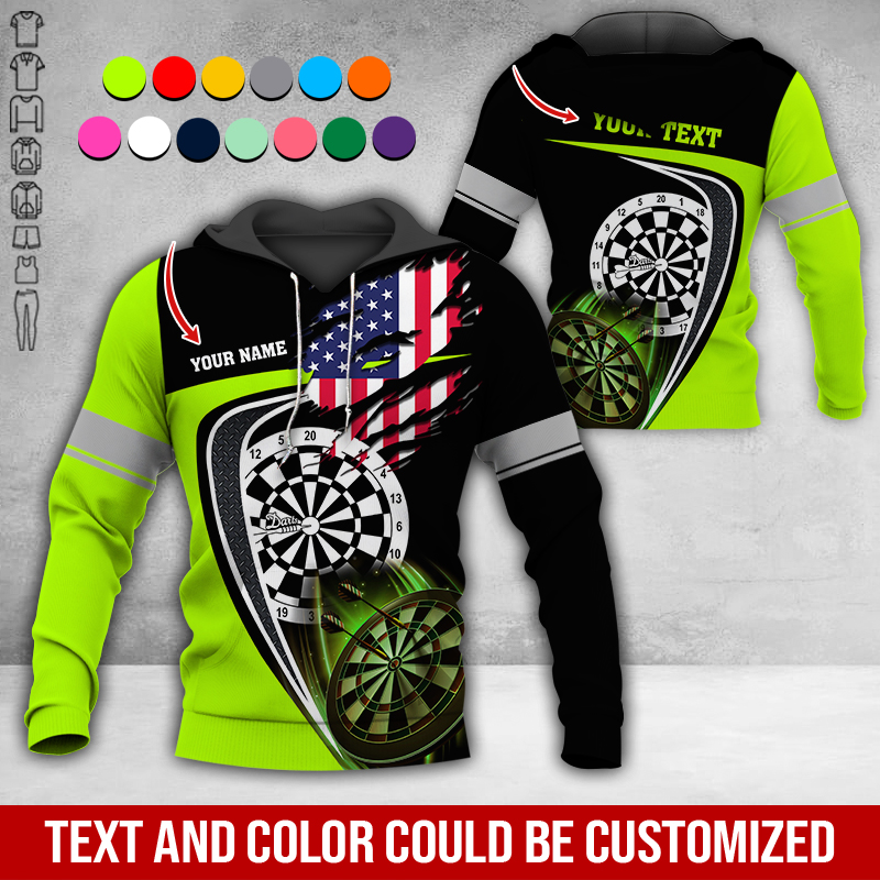 Customized American Flag Darts Premium Hoodie, Personalized Name & Text Darts Premium Hoodie, Perfect Gift For Darts Lovers, Friend, Family