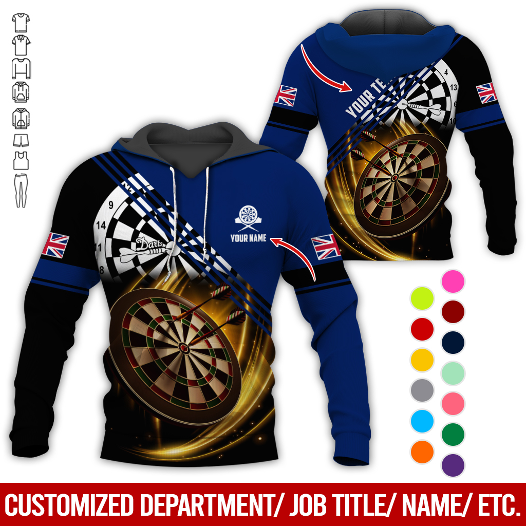 Customized Flag Darts Premium Hoodie, Personalized National Flag & Darts Pattern Hoodie For Men & Women, Perfect Gift For Darts Lovers, Friend, Family
