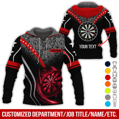 Customized Name & Text Darts Premium Hoodie, Tropical Leaves & Darts Pattern For Men & Women Hoodie, Perfect Gift For Darts Lovers, Darts Player