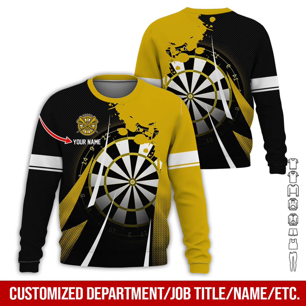 Customized Name Darts Sweatshirt, Ink Spill Pattern Darts Shirts For Men & Women - Gift For Darts Lovers, Friend, Family