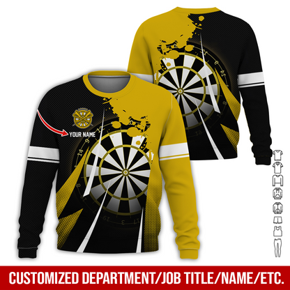 Customized Name Darts Sweatshirt, Ink Spill Pattern Darts Shirts For Men & Women - Gift For Darts Lovers, Friend, Family
