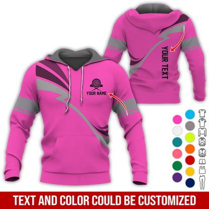 Personalized Darts Premium Hoodie, Customized Name & Text Lightning Pattern Darts Hoodie, Perfect Gift For Darts Lovers, Friend, Family