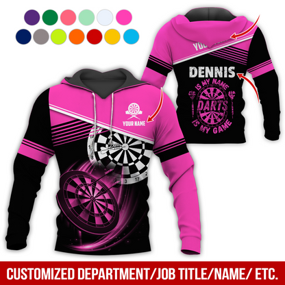 Customized Name & Text Darts Skull Premium Hoodie, Is My Name Player Darts Hoodie, Perfect Gift For Darts Lovers, Darts Player