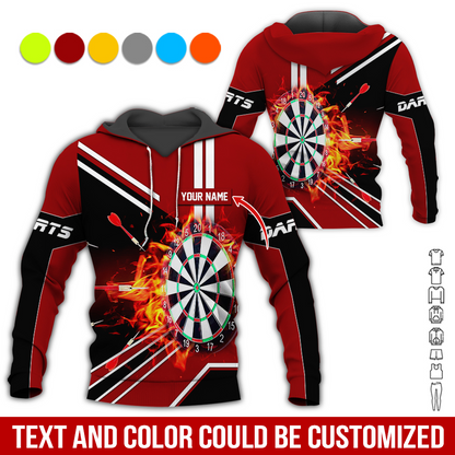 Personalized Flaming Dartboards Premium Hoodie ,Customized Name Hoodie, Perfect Gift For Darts Lovers, Darts Player