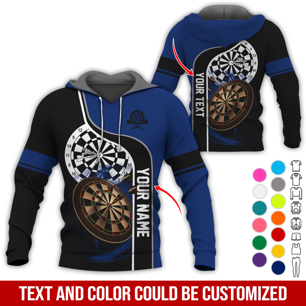 Customized Name & Text Darts Premium Hoodie, Darts Pattern Hoodie For Men & Women, Perfect Gift For Darts Lovers, Friend, Family
