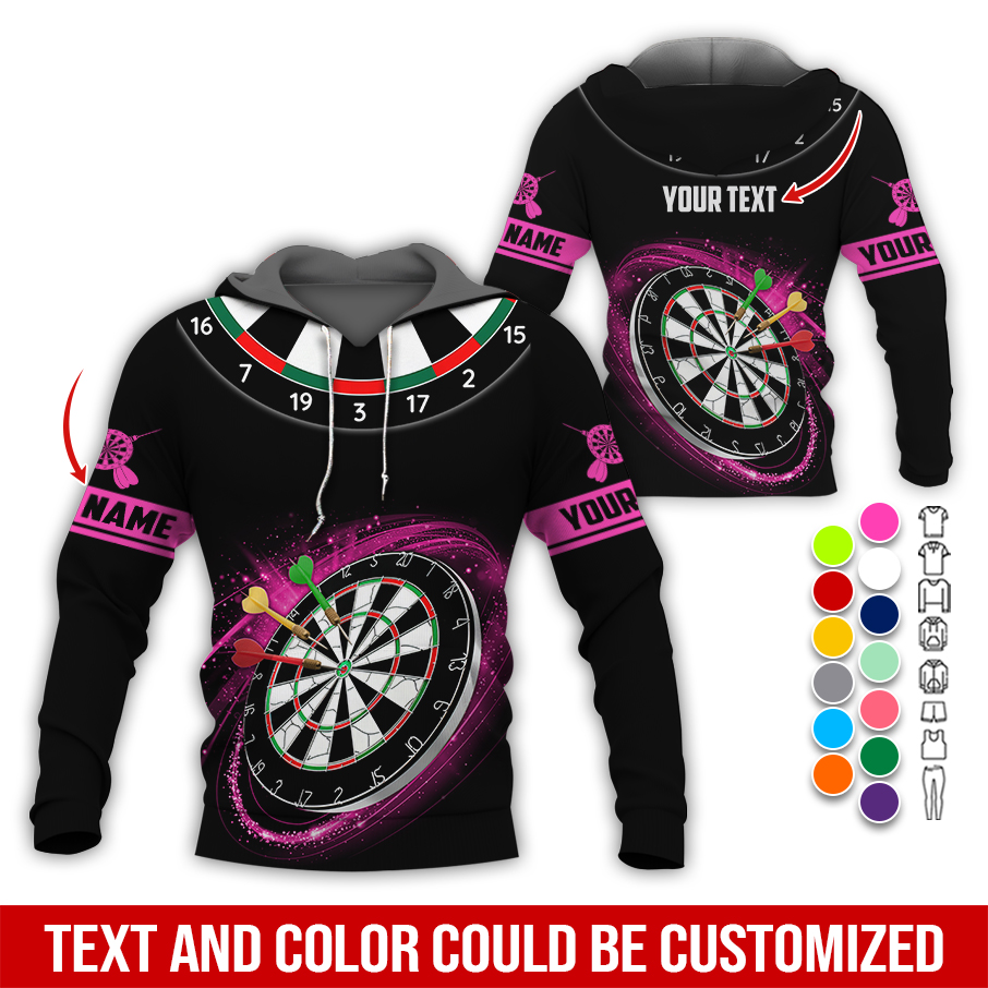 Customized Name & Text Darts Premium Hoodie, Darts Pattern Black Hoodie, Perfect Gift For Darts Lovers, Friend, Family