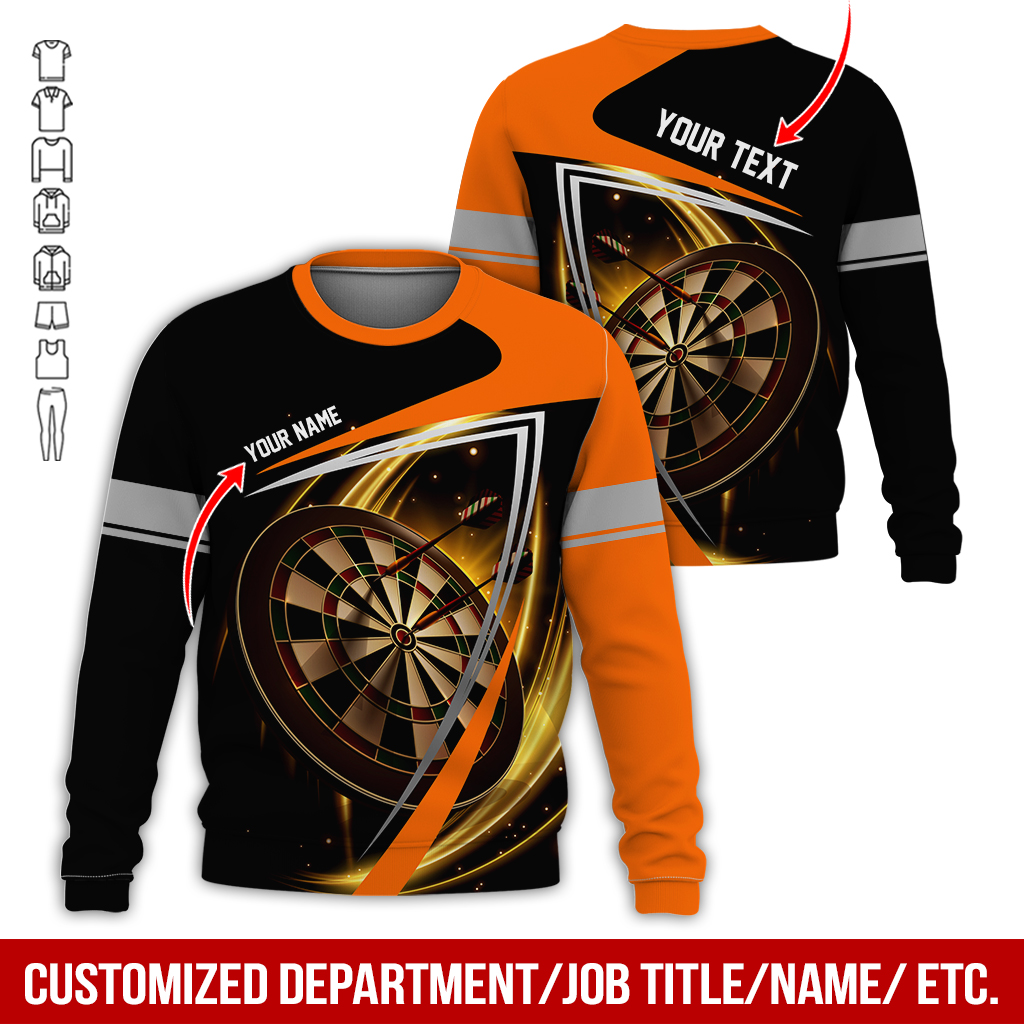 Customized Name & Text Darts Sweatshirt, Dartboard Pattern Shirts For Men & Women - Gift For Darts Lovers, Friend, Family