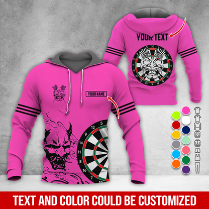 Customized Name & Text Darts Premium Hoodie, Orochimaru Demon Mask Pattern Darts Hoodie, Perfect Gift For Darts Lovers, Darts Player