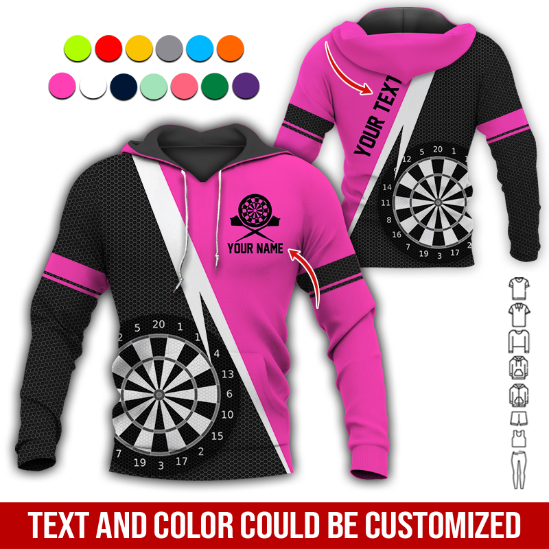 Customized Name & Text Darts Premium Hoodie, Spot Pattern Darts Black Hoodie, Perfect Gift For Darts Lovers, Darts Player
