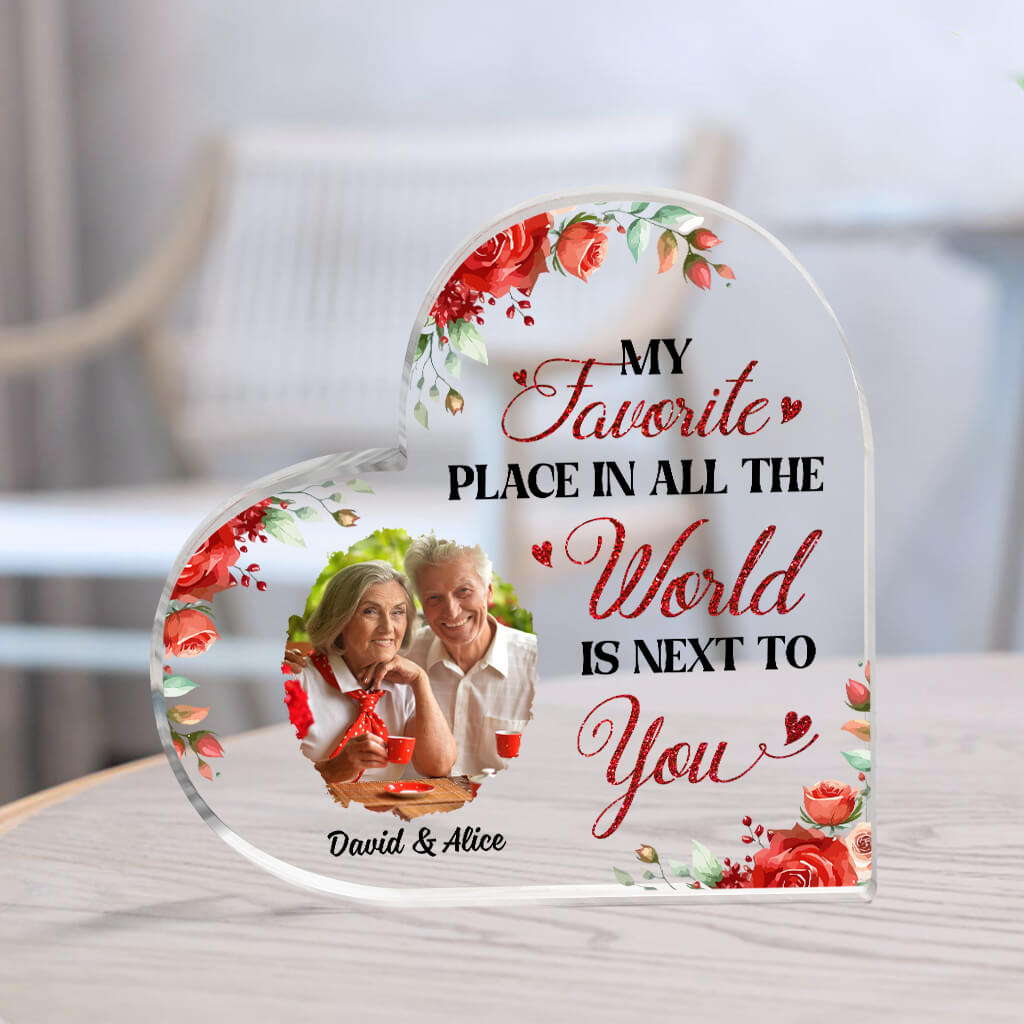 Personalized Couple Acrylic Ornament, Customized My Favorite Place In All The World Is Next To You Acrylic Ornament, Best Ornament For Couple