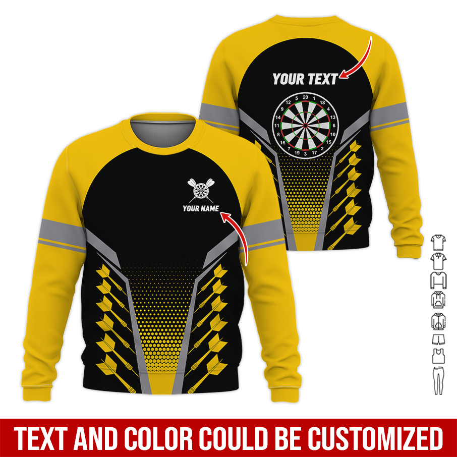 Customized Name Darts Sweatshirt, Darts & Dartboards Pattern Love Darts Shirts - Gift For Darts Lovers, Friend, Family