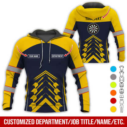 Customized Name Darts Premium Hoodie, Horizontal Stripe Pattern Hoodie For Men & Women, Perfect Gift For Darts Lovers, Friend, Family