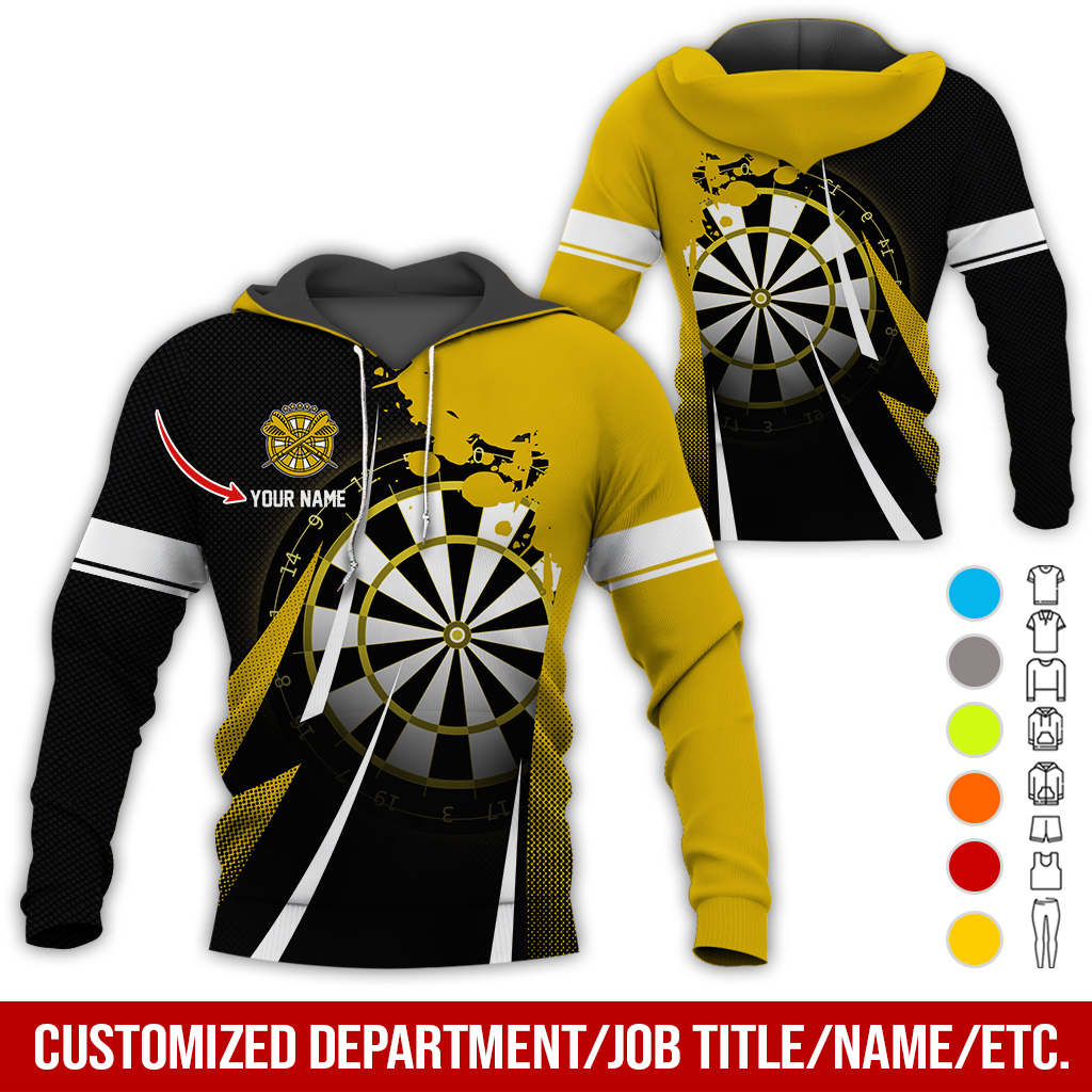 Customized Name Darts Premium Hoodie, Ink Spill Pattern Darts Hoodie For Men & Women - Gift For Darts Lovers, Friend, Family