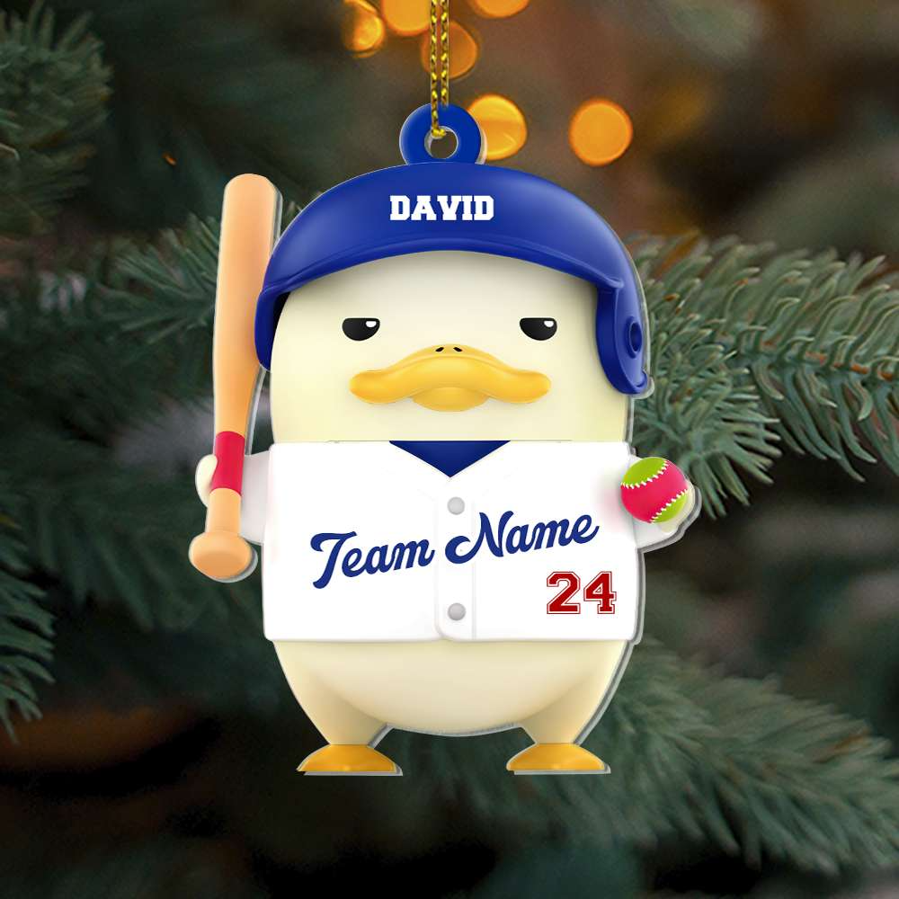 Custom Baseball Acrylic Ornament, Personalized Baseball Funny Duck Acrylic Ornament - Perfect Gift For Baseball Lover, Christmas, New Year