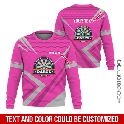 Customized Darts Sweatshirt, Personalized Name & Text Sweatshirt, 3 Star Darts Pattern Sweatshirt, Perfect Gift For Darts Lovers, Friend, Family