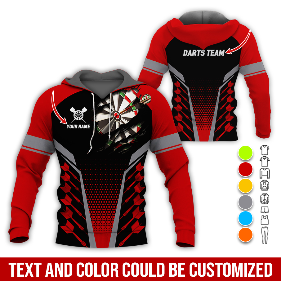 Customized Name & Team Name Darts Premium Hoodie, Spot Darts Pattern Hoodie For Men & Women, Perfect Gift For Darts Lovers, Friend, Family