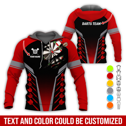 Customized Name & Team Name Darts Premium Hoodie, Spot Darts Pattern Hoodie For Men & Women, Perfect Gift For Darts Lovers, Friend, Family