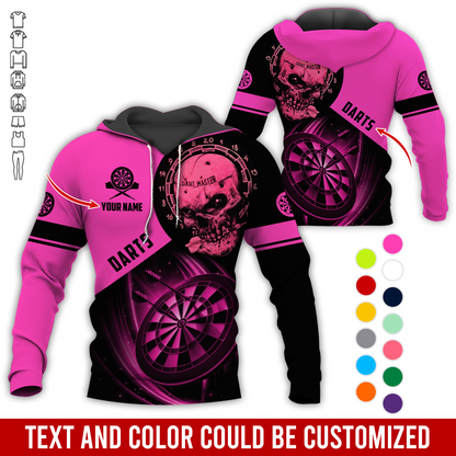 Customized Name Darts Skull Premium Hoodie, Darts Master Skull Pattern Hoodie, Perfect Gift For Darts Lovers, Friend, Family