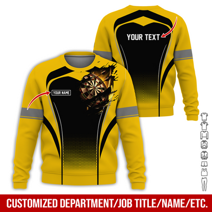 Customized Name & Text Darts Sweatshirt, Dartboards Pattern Sweatshirt For Men & Women - Gift For Darts Lovers, Friend, Family