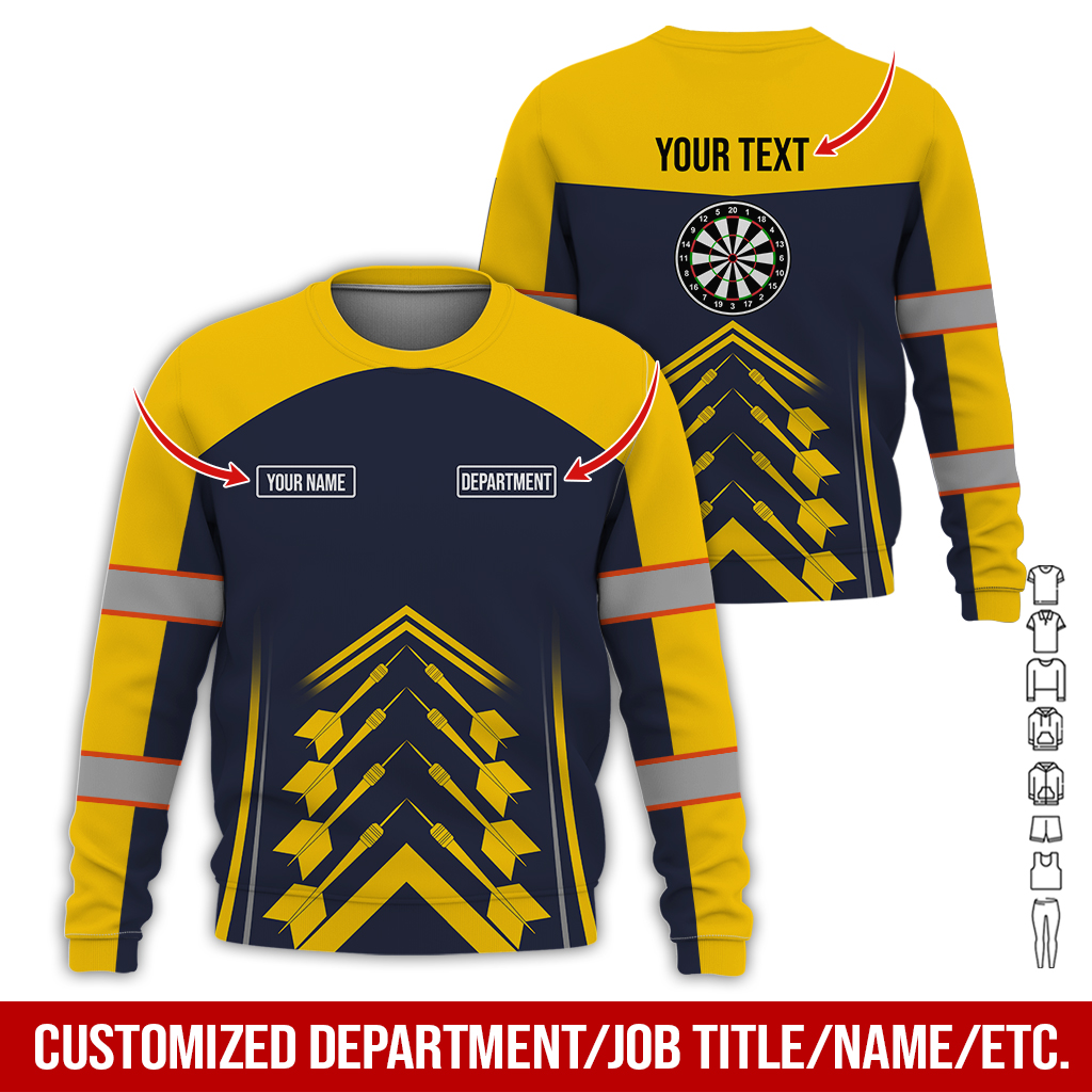 Customized Name Darts Sweatshirt, Horizontal Stripe Pattern Sweatshirt For Men & Women, Perfect Gift For Darts Lovers, Friend, Family