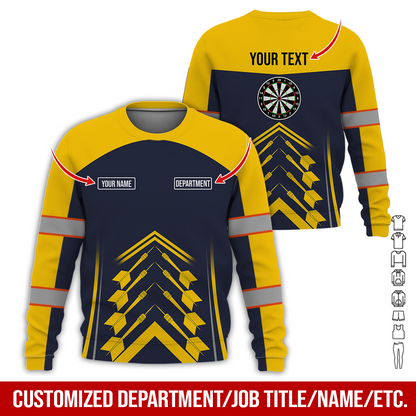 Customized Name Darts Sweatshirt, Horizontal Stripe Pattern Sweatshirt For Men & Women, Perfect Gift For Darts Lovers, Friend, Family