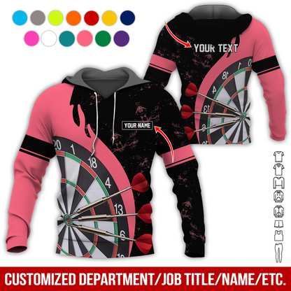 Customized Name & Text Darts Premium Hoodie, Darts & Moss Pattern Hoodie, Perfect Gift For Darts Lovers, Friend, Family
