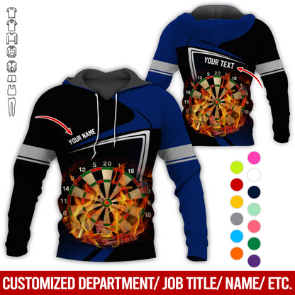 Personalized Darts Flaming Premium Hoodie, Dartboards Pattern Black & White Hoodie For Men & Women, Perfect Gift For Darts Lovers, Friend, Family